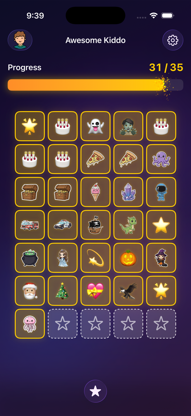 Nearly complete star chart earning a reward